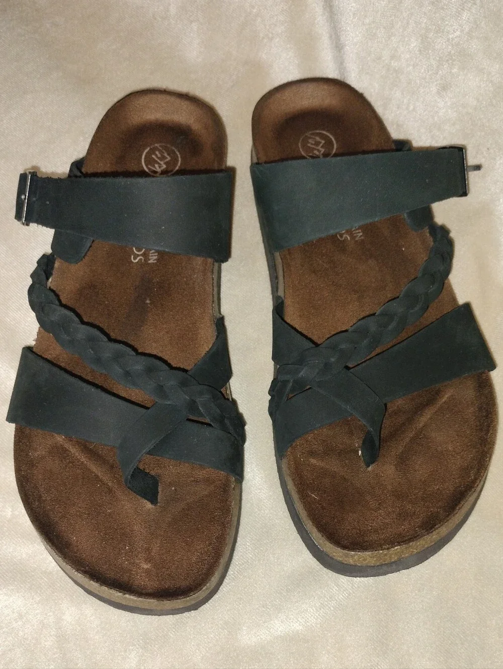 NWOT! White Mountain Footbeds New Hazy Black Leather Slide Sandal. Size 8 - Picture 2 of 7